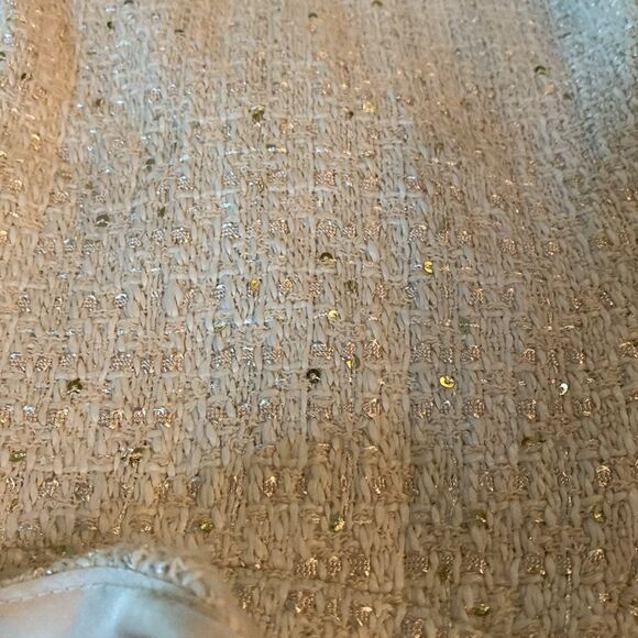 Mango Ivory Tweed Mini Dress Subtle Sequin Strappy Chic M - Picture 13 of 14